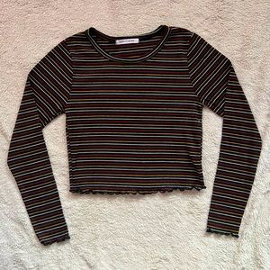 Striped Long Sleeve Crop Shirt!